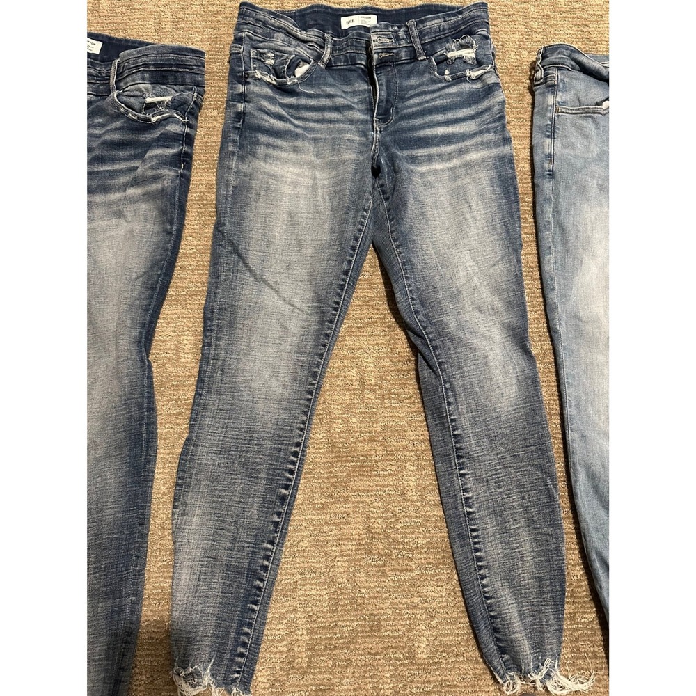 BKE Payton Mid Rise Ankle Skinny Jeans Womens  31 Medium Distressed Frayed Hem